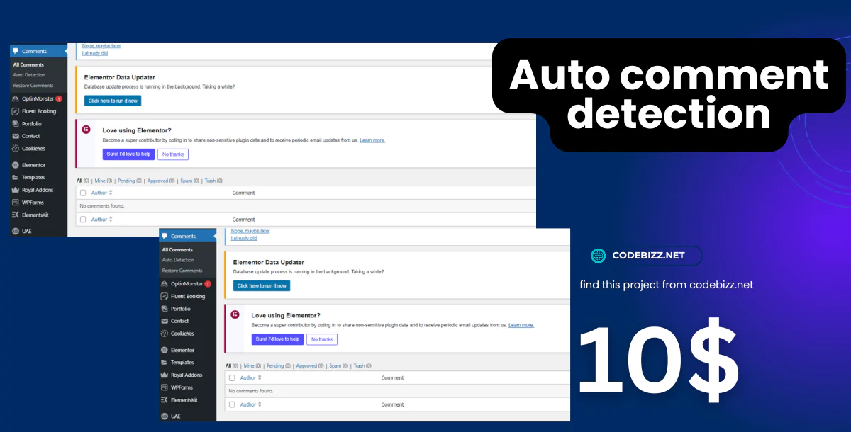 auto comment  detection plugin for wordpress website
