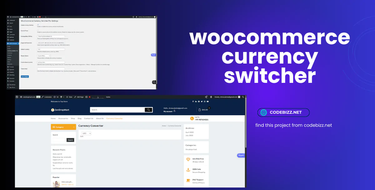 Woocommerce Currency Switcher and Converter pro