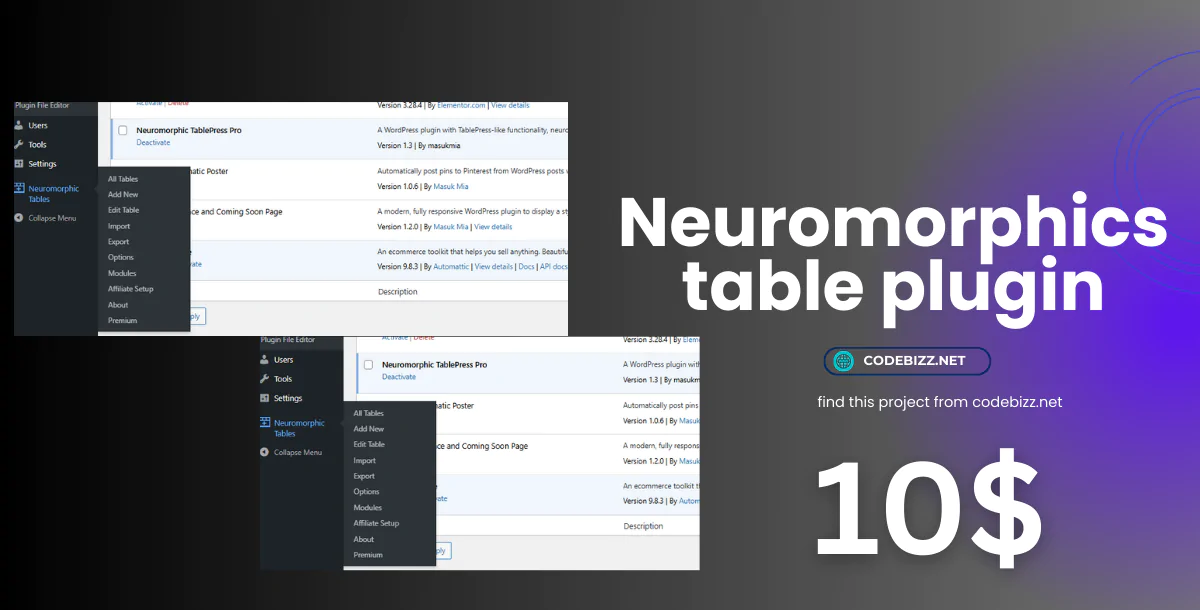 Premium Neuromorphic Table Plugin
